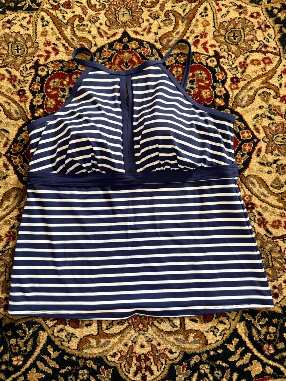 Size 18 Women’s Lands' End Navy and White Striped Tankini